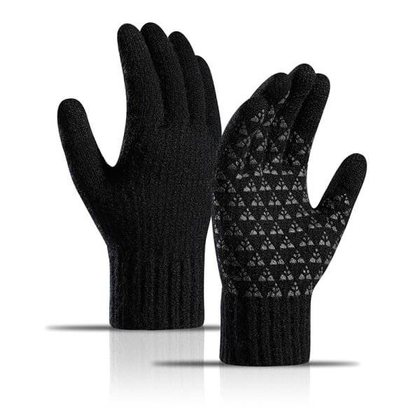 Anti-halk varma vinterhandskar Pekskärm stickad handske Fleecefodrad elastisk ribb light gray l-25cm