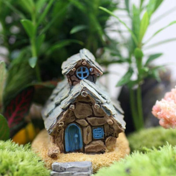 Stenhus Fairy Garden Miniatyr Hantverk Micro Cottage Landskapsdekoration för DIY Resin Hantverk as show