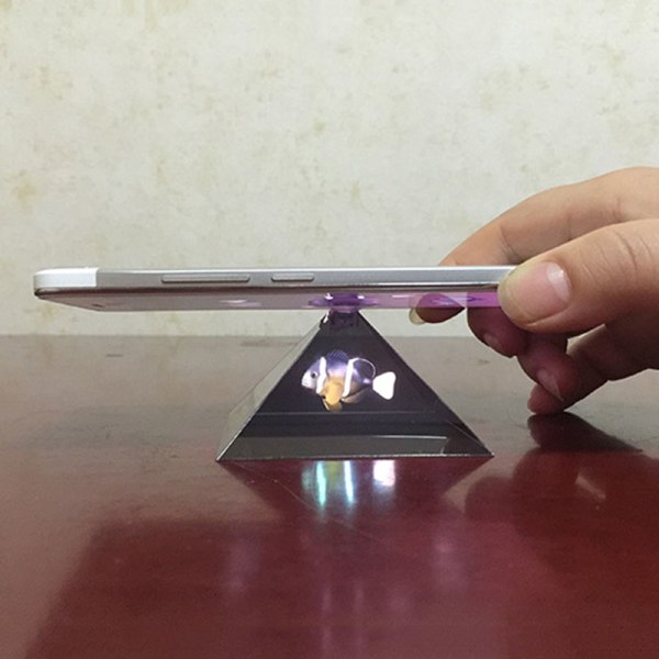 3D Hologram Pyramid Display Projektor Videoställ Universal För Smart Mobiltelefon as show
