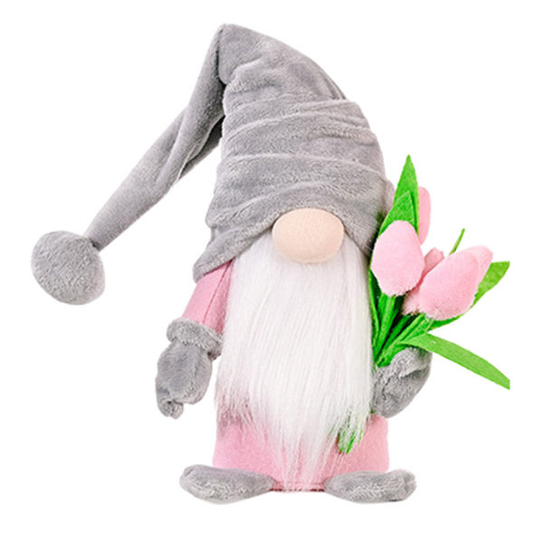 Mors dag ansiktslös docka prydnad söt innehav tulpan Gnome Toy Creative Desktop gray hat