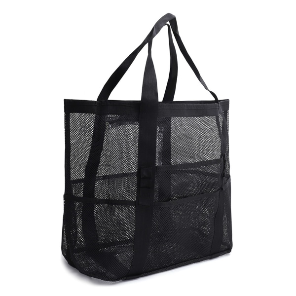 Handhållen strandväska med stor kapacitet Lätt att bära Slitstark lätt förvaringsväska för handdukar Simtillbehör Förvaring black