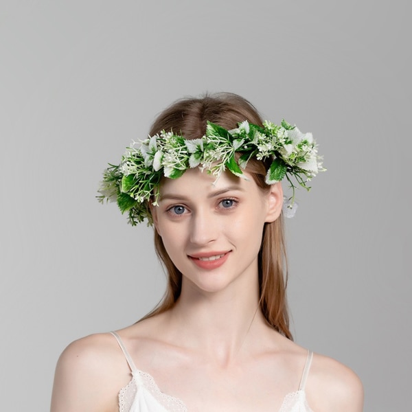 Blommig krans kronhuvudstycke vitt tygsimulerat blomhårband för bankett  Bröllopsklänningar Kjolar 2 6f63 | 2 | Fyndiq
