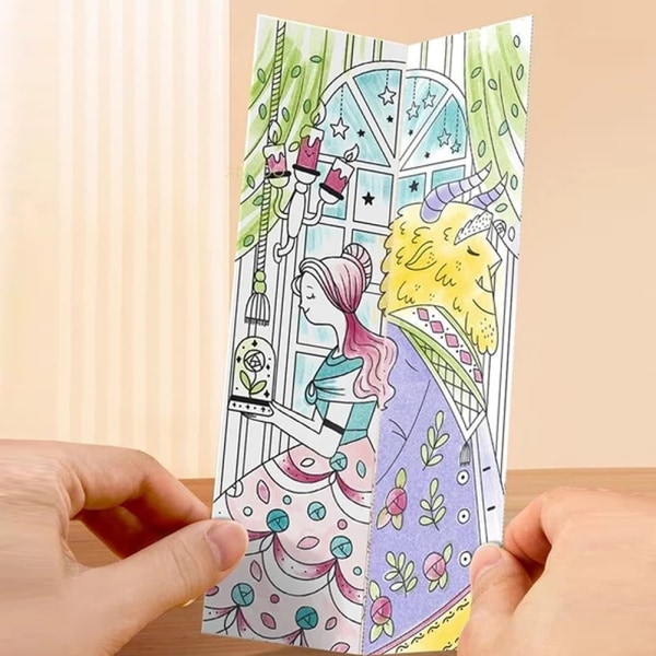 Pocket Akvarell Painting Paper Kit med pensel Handmålad Painting Pocket Arts fairy tale dreamland