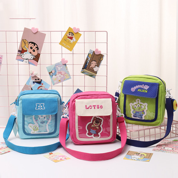 Lotso Strawberry Bear/Alien Three Eyed Baby Sullivan Söt plyschdocka Transparent Insert Crossbody Bag Sulley 17 * 6 * 19cm