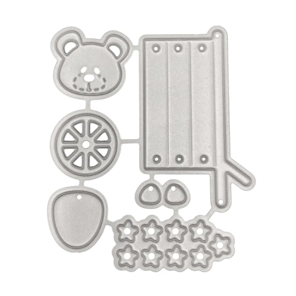 Metal Cutting Dies Cartoon Bear & Stars Embossing Folder Stencil Carbon silver