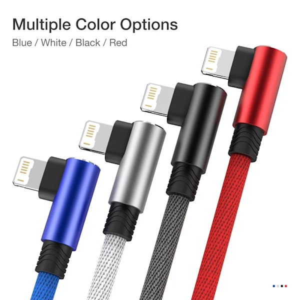 90 Graders Snabbladdning USB-kabel För iPhone 14 13 12 11 Pro X XS Max 6S 7 8 Plus 5 SE Sladd Original Lång 3M Vinkel Laddare Datakabel WHITE 1m