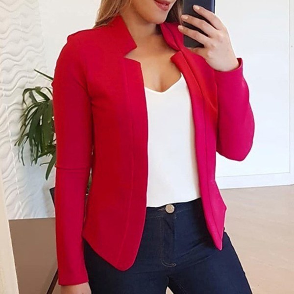 Dam Blazer Tunn Långärmad Blazer Enfärgad Office Lady Suit Coat Ny d m