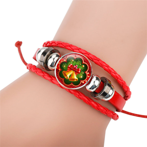 Kvinnor Cartoon Santa Claus Design Läderpärlor Armband Lady Weave 1