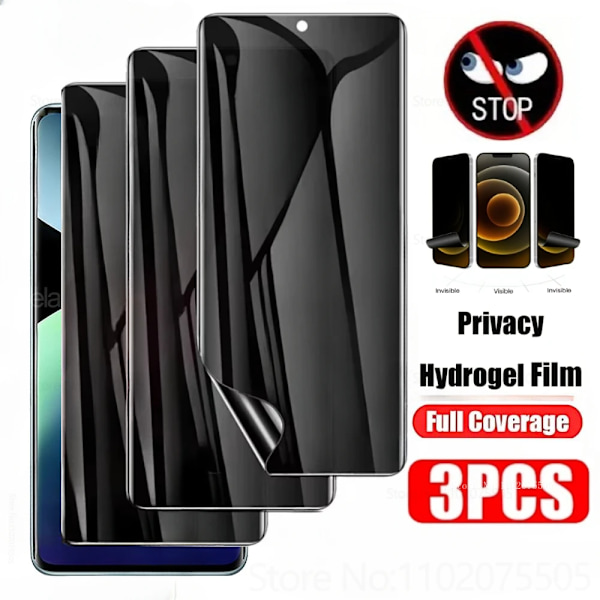 3-pack Sekretess Hydrogel Film För Redmi Note 14 13 12 11 Pro Plus 5G 12S 11S 10S 9S Skärmskydd För Redmi 14C 13C 12 5G 10C 9C Redmi 10C Anti Peeping