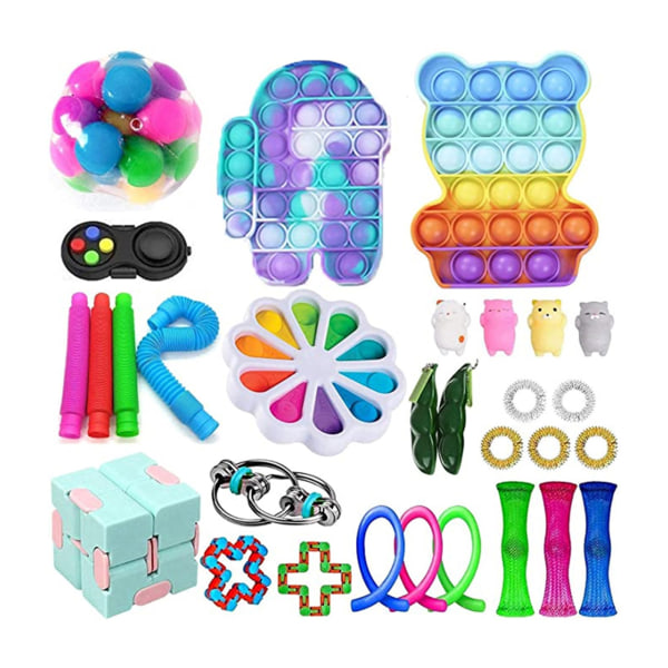 Sensory Fidget Toys Set Push Bubble Pop Fidget Toy Set Stress Relief Fidget Pack för barn Vuxna a