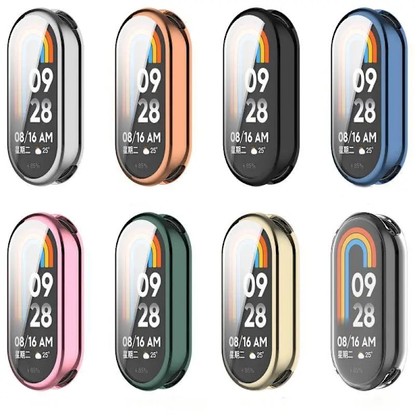 Fullständigt Skal För Xiaomi Mi Band 9 8 Skärmskydd Mi Band9 8 NFC Skärmskydd Skyddsfodral Klockfodral För Mi band8 9 Planting Light Gold Xiaomi Mi Band 8NFC