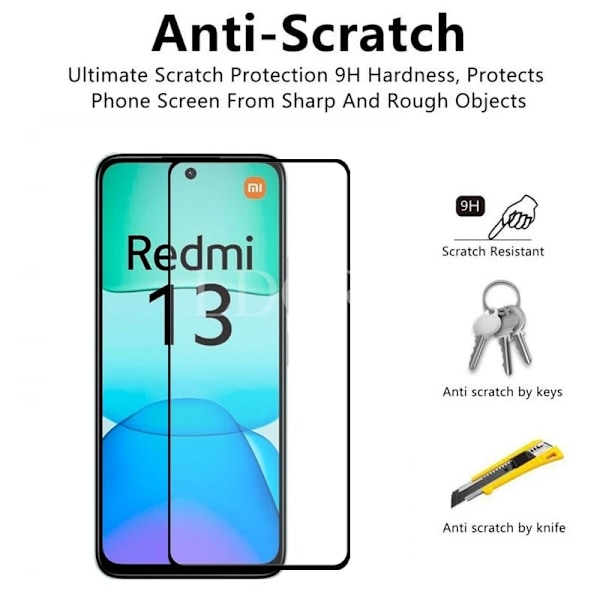 4 st För Xiaomi Redmi 13 Glas Redmi 13 Härdat Glas HD Film Full Lim Telefonskärmskydd Film Redmi 13 4G Glas 2 Glass Redmi 13 4G