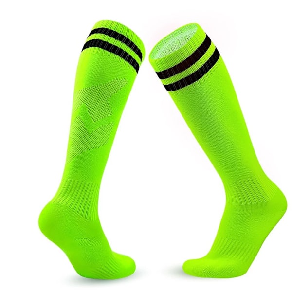 Loogdeel Fotbollsstrumpor Stretchiga Kompressions Knähöga Tubstrumpor Herr Dam Tonåringar Barn Andningsbara Fotboll Atletiska Sportstrumpor A--Fluorescent green S--Child