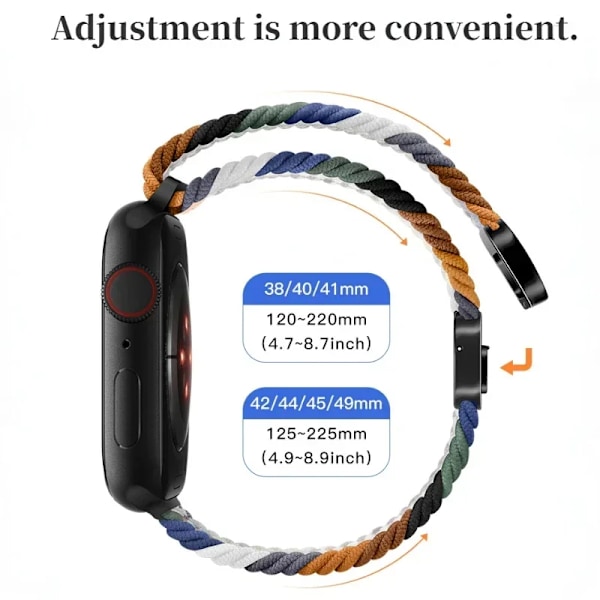 Nylonflätad Loop Rem för Apple Watch 10 9 8 7 45mm 41mm 42mm 46mm Ultra 2 49mm Magnetarmband iWatch 6 5 4 3 SE Armband Charcoal color S10-46mm 42 44 45 49