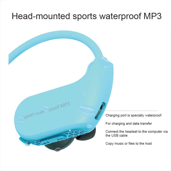 IPX8 vattentäta bärbara MP3-spelare MP3-hörlurar för löpsimning 2