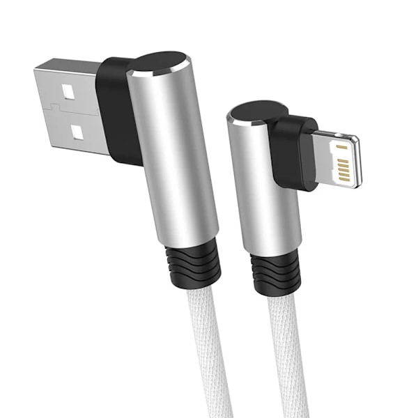 90 Graders Snabbladdning USB-kabel För iPhone 14 13 12 11 Pro X XS Max 6S 7 8 Plus 5 SE Sladd Original Lång 3M Vinkel Laddare Datakabel WHITE 2m