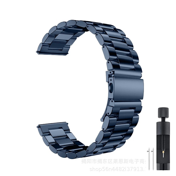 22mm 20mm Metallarmband för Samsung Galaxy Watch 7 6 5 4 40mm 44mm 46mm 5Pro 45mm Rostfritt Stål Armband för Amazfit Bip Huawei GT4 blue 22MM