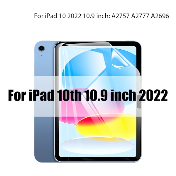 Hydrogelfilm för Ipad Pro 11 12.9 13 tum 2024 Air 5 4 3 Skärmskydd för Ipad 10:e 9:e 7:e 8:e Generationen 10.2 10.5 Mini 6 For Ipad 10th 2022