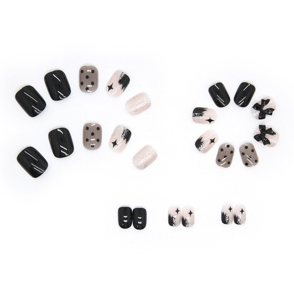 Coola svarta press-on-naglar , nail art för professionell nagelsalong jelly glue model