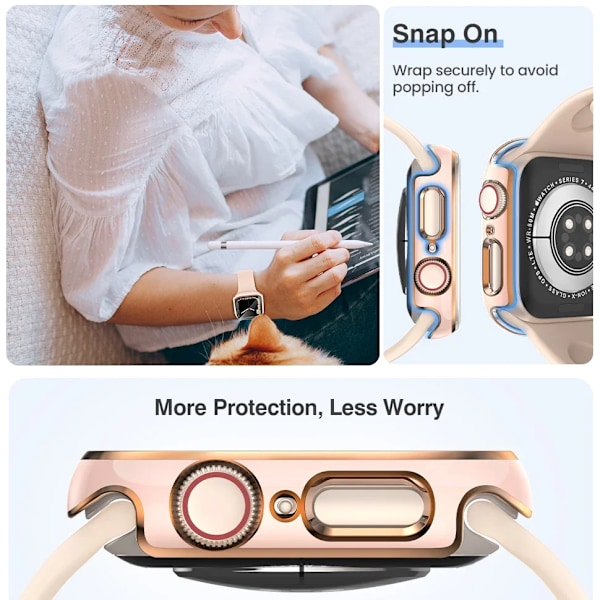 Starlight Skärmskydd för Apple Watch Fodral 44mm 45mm 41 40mm iWatch 6 SE 5 3 42mm 38mm Härdat Glas+Skydd 7 8 Ultra 49MM Green 44mm Series 456 SE