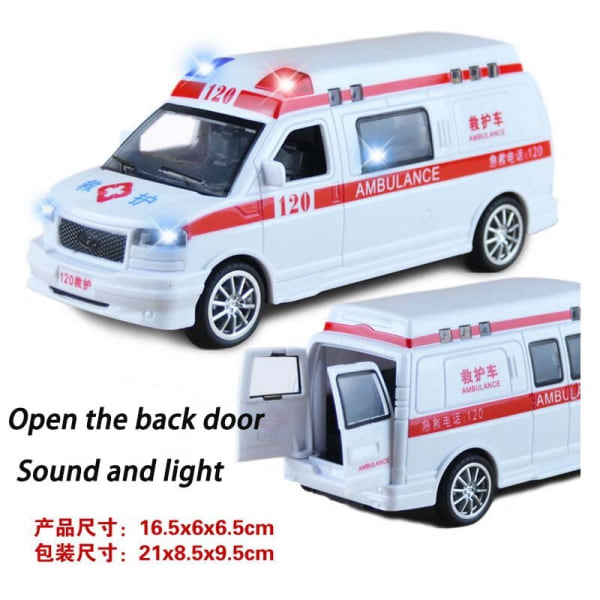 Sjukhus Räddning Polis Modell Leksaker Bil för barn plast Ambulans Fordon Ljud default