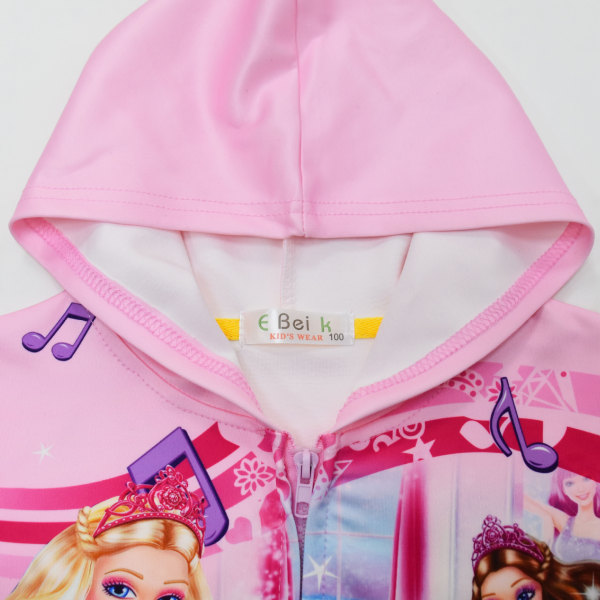 Barbie Princess print flickkappa dragkedja Hooded Cardigan Top 36107 130 yards