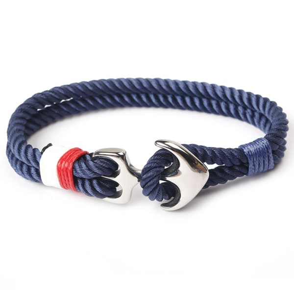 Vintage handgjorda vävda armband personligt rostfritt stål ankararmband Bra present navy blue red