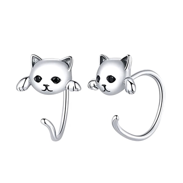 Sterling Silver Cat Örhängen för kvinnor Flickor Animal Stud örhängen Enkla och moderna smycken present a