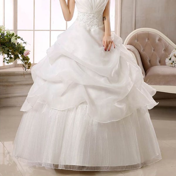 Brudklänning bröllopsklänning med axelbandslösa axelbandslösa prinsessklänningar med snörning 3xl