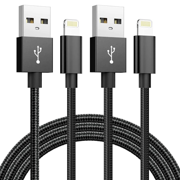 2 st USB-kabel för iPhone 14 13 12 11 Pro Max X XR 6s 7 8 Plus ipad 1m Sladd Mobiltelefon Snabbladdningskabel Datakabel 2pcs 1m