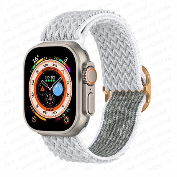 Scrunchie Armband för Apple Watch Band 45mm 44mm 40mm 41mm 42mm 46mm 49mm Elastiskt Nylonarmband iWatch serie 10 9 8 7 se Ultra 2 white W 42mm 44mm 45mm 49mm