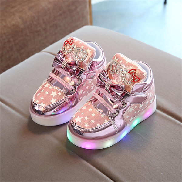 Light Up Shoes Blinkande andas Sneakers Luminous Casual Shoes for Kids gold 24
