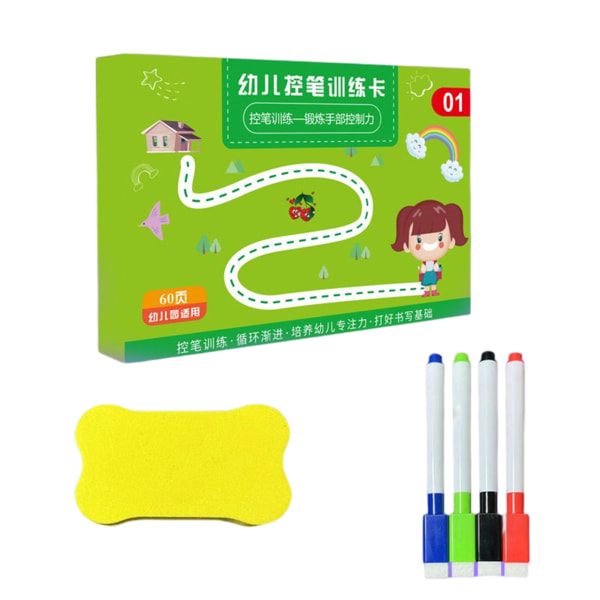 Pen Control Träningsböcker med raderbar penna Multifunktionell ritbok för pojkar, flickor training 1 set
