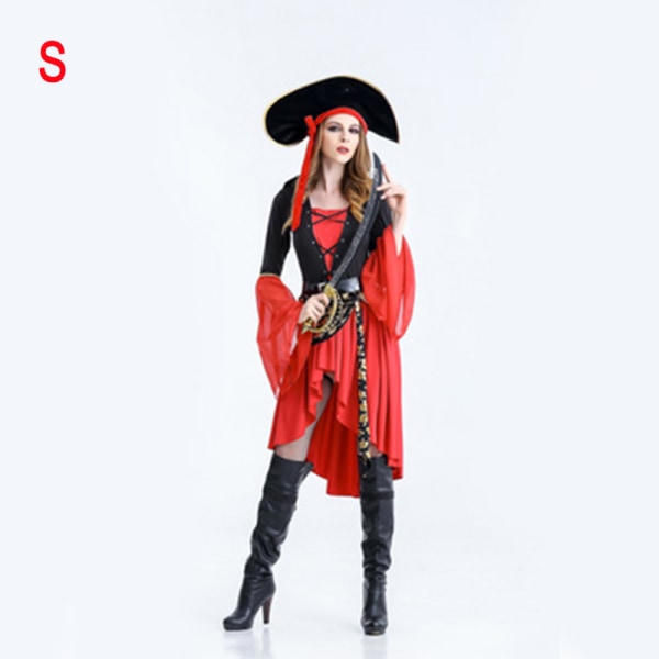 Röd kvinnlig krigare officer Cosplays kvinna Halloween pirat kostym Carnival Party 2xl