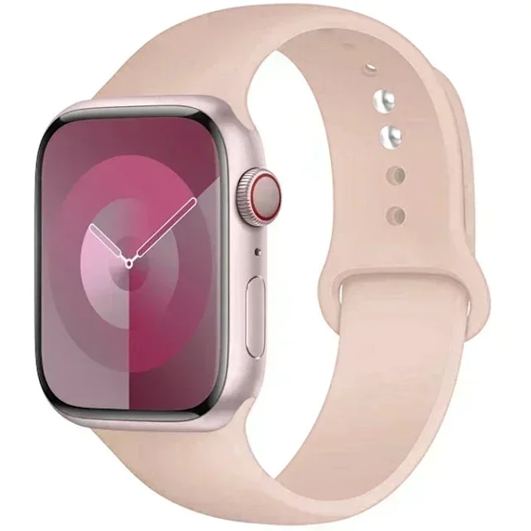 Original Silikonarmband för Apple Watch Band 44mm 38-40 42-46 41-45 46MM 49 mm Armband iwatch Serie 10 9 7 4 5 6 8 SE Ultra 2 3 23 pink sand S10-46 42 44 45 49 L