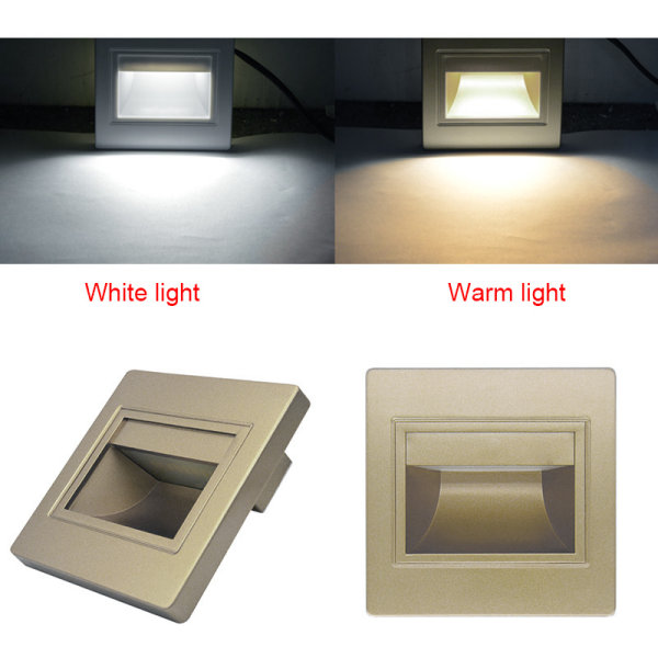 LED infälld väggarmatur Steglampa 1,5W infälld lampa för trappkorridor ivory white white light