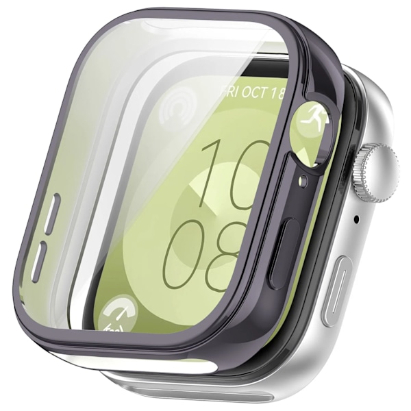 Mjukt TPU-skal för Huawei Watch Fit 3, heltäckande skyddande skärmskydd för Huawei Watch Fit 3, anti-fall skyddstillbehör Grey