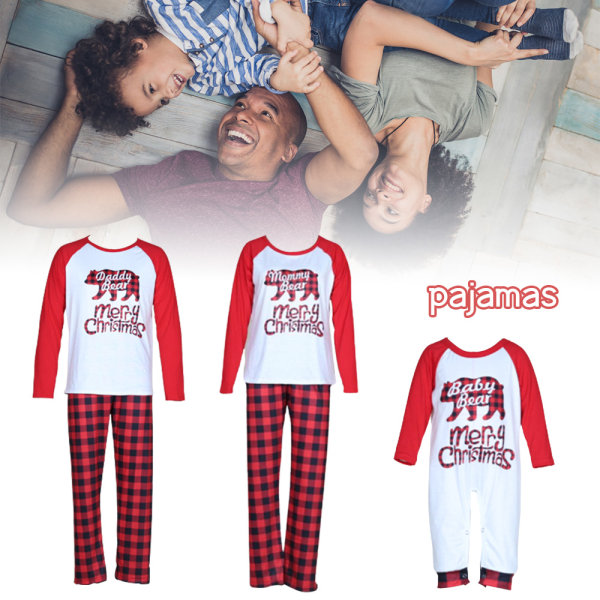 Familjematchande kläder för jul Pyjamas Set Bear printed nattkläder baby 12-18