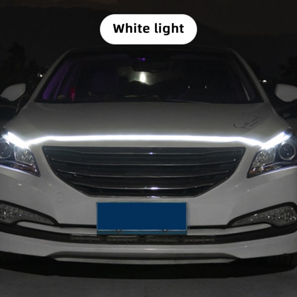 Scan Start LED Bil Motorhuv Ljusremsa Auto Motorhuv Guide Dekorativ Ambient Lampa Bil Körljus 1.8m white