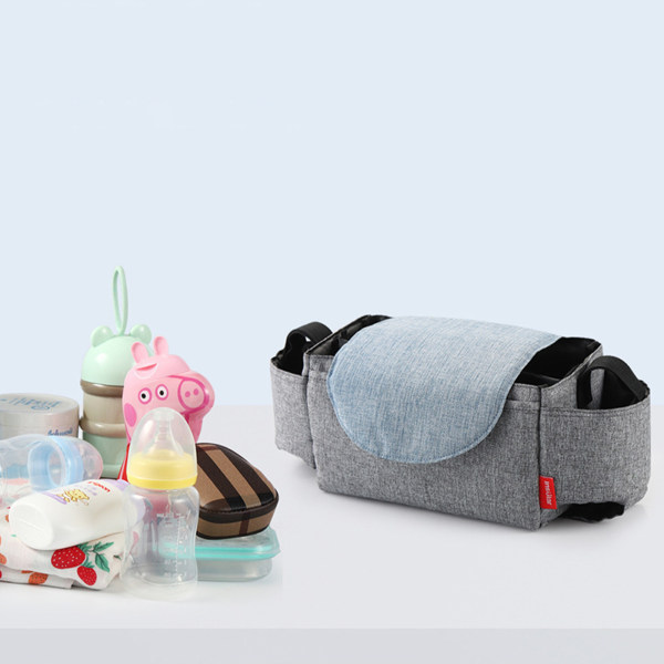 Baby Organizer | Large Space Barnvagn Organizer Bag | Universal väska för barnvagnstillbehör med 2 mugghållare, flera blue