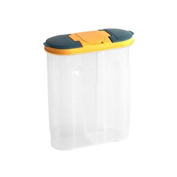 Dual Control spannmålsbehållare Stor läckagesäker lufttät behållare som förvarar en eller två sorters mat på en gång blue yellow