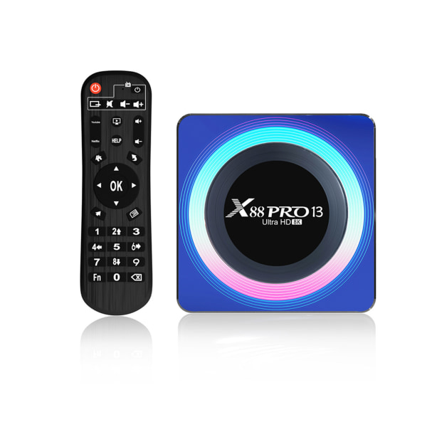 8K Bluetooth-kompatibel WIFI Colorful Circle TV BoxHousehold High Gain Media Player för hemmets sovrum uk plug 4g 64g
