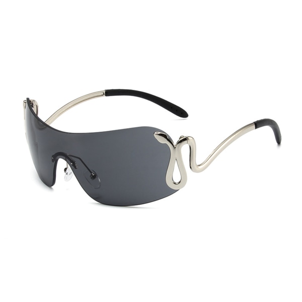 Överdimensionerade ramlösa Retro Cycling UV400 skyddssolglasögon gray