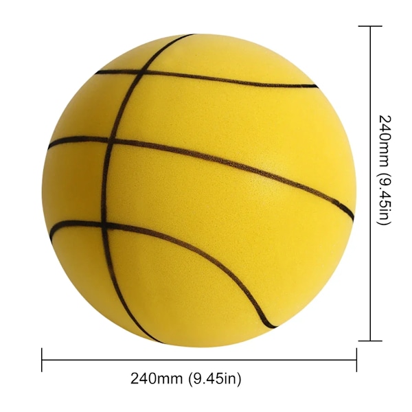 Tyst Basketboll Inomhus Tyst Skum Fotboll 18/21/24cm Ljudlös Studsboll Tyst Basketboll Tyst Boll Present till Pojkar Yellow 24CM