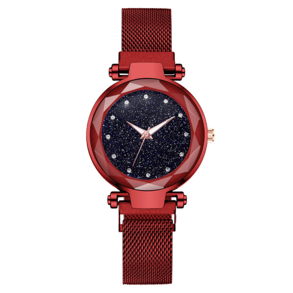 Starry Dial Watch Magnetic Mesh Band Watch Elegant Enkla Tillbehör Bra presenter till black