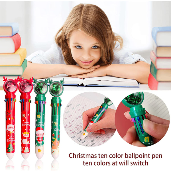 10-i-1 färgglada indragbara pennor Slätskrivande delikat designpenna för kontorsmaterial för skolmaterial boy