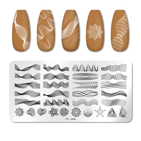 TILLBAKA DIG Blomma Nagelstämpelplåtar Lövstämpelmallar Geometriskt tryck DIY Design Stencilverktyg Nail Art Bildtavla py j006