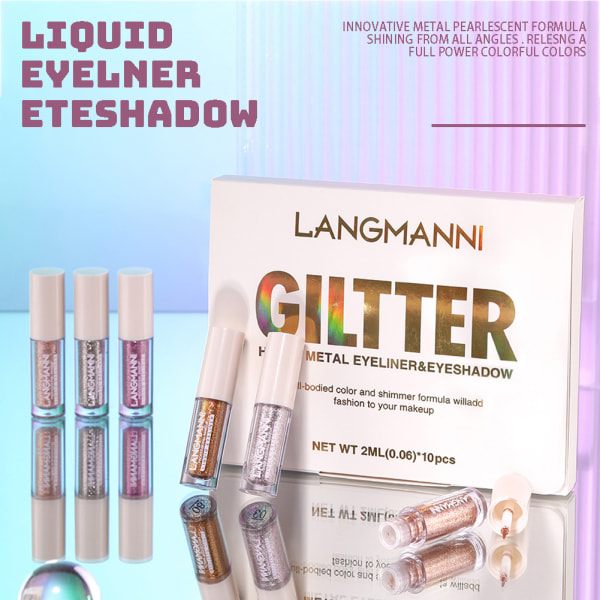 Flerfärgad Eyeliner Party Glitter Liquid Eyeliner-penna Hållbar flytande eyeliner 03