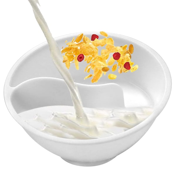 Never Soggy Spiral Grip spannmålsskål med 2 fack för barn frukostskål white