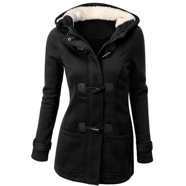 Dam Ytterkläder Vinter Varm Hooded Coat Vindtät Långärmad Thicken Parka Ny black 2xl